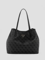 Μαύρη τσάντα tote 2 σε 1 με λογότυπο Victoria GUESS SS26 - Image 2